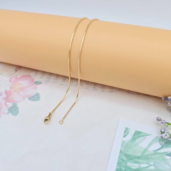 Shiny Rose Gold Herringbone Chain Necklace, Gold Plated Brass, XPNL0040 - Picture 8 of 12